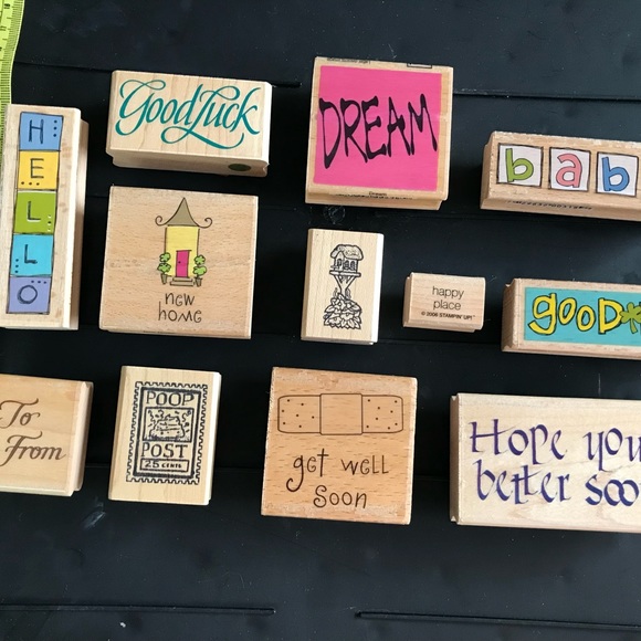 Vintage Wood Mounted Rubber Stamp 12 piece lot - Picture 2 of 3